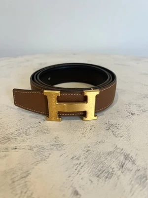 $500 • Buy Men’s Hermes H Belt Buckle And Reversible Leather Strap 32mm Size 90 Gold