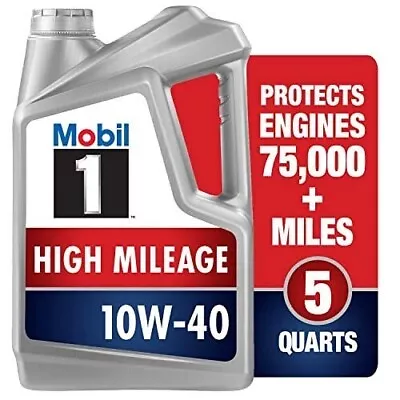 Mobil 1 High Mileage Full Synthetic Motor Oil 10W-40 5 Quart • $23.99