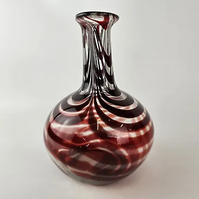 Antique 19th Century Nailsea? Glass Carafe / Vase Red And Clear 19.5cm High • £195