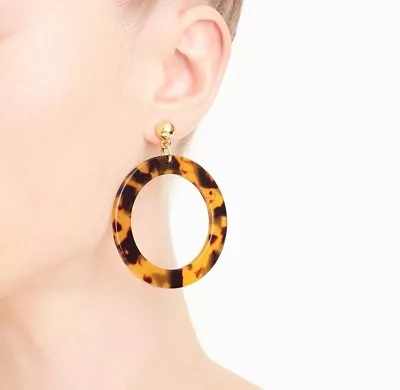 NWT J.Crew 100% Authentic Fun Hoop IN Tortoise Large Earrings • $27.99