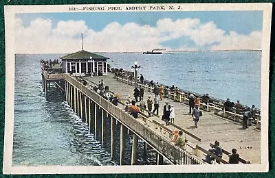 Litho Postcard Fishing Pier At Asbury Park NJ New Jersey 1920's Pacific Ocean • $4.99