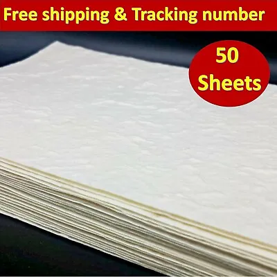 50xA5 Mulberry Paper Sheet White Handmade Natural Card Invitation Craft • $26.20