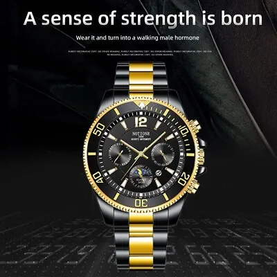 Men's Quartz Watches 3 ATM Waterproof Luminous Date Stainless Steel Wristwatches • £10.95