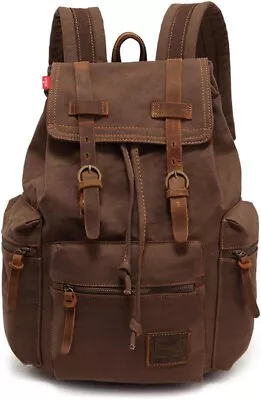 High Capacity Canvas Vintage Backpack For Camping Hiking Travel 12-15  Laptop • $37.99