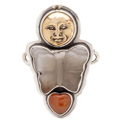 Tabra 925 Sterling Silver Antiqued Bronze Agate & Amber Connector Charm By Esme • $234.40