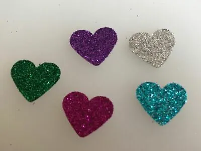 Pack Of 50 Small Glitter Hearts Card Making Scrapbooking 5 Colours Confetti • £3.60
