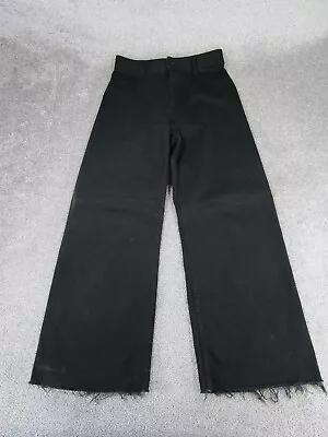 Zara Jeans Womens 8 Black Denim Wide Leg Frayed Hem *Read • $19.99