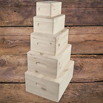 £11.95 • Buy Wooden Lidded Decorative Memory Storage Chest Boxes / 5 Sizes / Small To Large