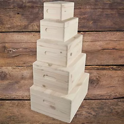 £11.95 • Buy Wooden Lidded Decorative Memory Storage Chest Boxes / 5 Sizes / Small To Large