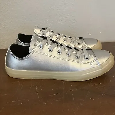 Converse All-Star Silver Metallic Low Sneakers Size 38.5 Men’s 6 Women’s 8 • $29.99