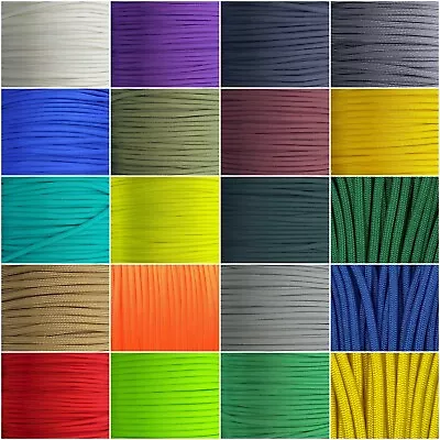 550 Paracord Type III 7 Strand Parachute Cord 50100 Ft Polyester Solid USA • $10.85