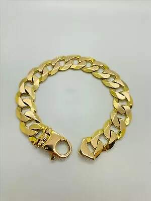 9ct Yellow Solid Gold Curb Bracelet – 15.4mm – 9 ½  • £2195