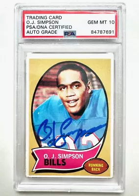 OJ Simpson Autographed 1970 Topps #90 ROOKIE PSA GEM MINT 10 AUTO • $249.99