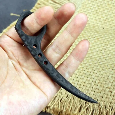 Carbon Fiber Claw Karambit Knife Fixed Blade EDC Tools Survival Bag Pendant • $28.45