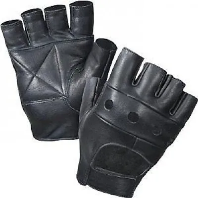 £4.95 • Buy Real Leather Fingerless Gloves Bikers Full Training Cycling Gym Wheel Chair Use