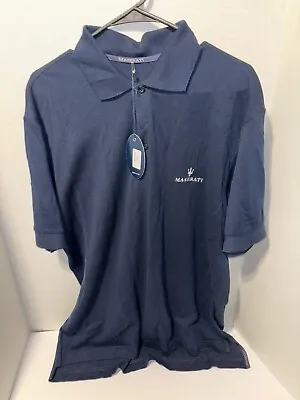 New MASERATI MENS POLO SHIRT BLUE XL PULLOVER PIQUE COTTON • $49.95