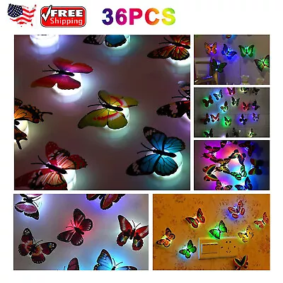 36PCs 3D Butterfly LED Wall Stickers Glowing Bedroom DIY Home Decor Night Lights • $16.99