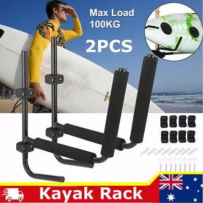 2PC Kayak Holder Surfboard Rack Storage Carrier Canoe Paddle Wall Bracket Hanger • $36.98