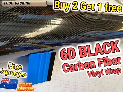 6D Black Carbon Fibre Fiber Car Vinyl Wrap Film Roll Sticker Decals Air Release  • $11.89