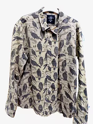 H&M LOGG Men's Long Sleeve Shirt Size XL BIRD OF PREY HAWKS 46 INS CHEST • £16.99