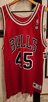 NWT VTG 90s NBA Champion Chicago Bulls Michael Jordan 45 Jersey 48 Red Comeback • $184.99