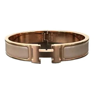 Hermes Clic H Bracelet Marron Glace Rose Gold Bangle GM SIZE • $595