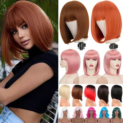 Anime Cosplay Bob Wig Heat Resistant Curly Straight Full Wig Ombre Party Daily • $22.99