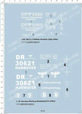 1/35 German Railway Gondolat High Sides & Low Sides Mdoel Kit Water Slide Decal • $12.48