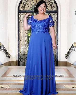 Plus Size Mother Of The Bride Dresses Chiffon Scoop Short Sleeves Evening Gowns • $110.90