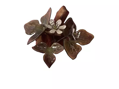 VINTAGE Norman Brumm Handmade Enamel Copper LILY Flower Wood Sculpture VERY RARE • $50