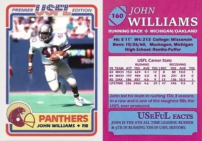 USFL John Williams Michigan Panthers Custom Card • $3