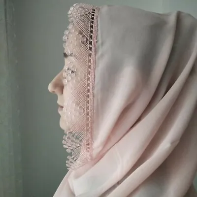 Lace Edge Needlework Top Quality Big Large Plain Jersey Hijab Scarf Shawl Wrap  • £2.99