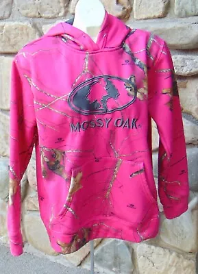 Mossy Oak Sweatshirt ~ Women's L Pink Camo Pullover Hoodie ~ Great Condition • $18.95