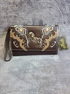 Action Imports Mustang Horse Country Cowgirl Crossbody Western Trifold Wallet  • $25