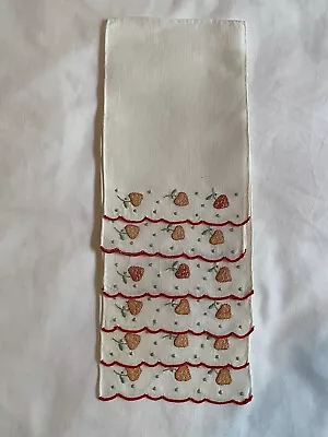 Vintage Cocktail Napkins Embroidered Strawberry Fruit Summer • $38