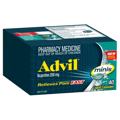 Advil Minis 40 Capsules Relieves Pain Fast Ibuprofen 200mg • $20.58