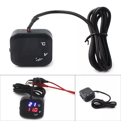 Air Temperature Gauge LED Voltmeter Voltage Thermometer Meter USB Motorcycle • $16.18