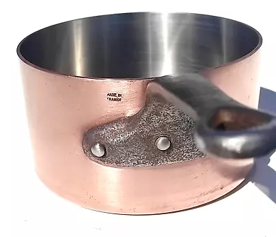 Vintage 7.3inch French Copper Saucepan Made In France Inox Lining 2.5mm 5lbs • $266.36