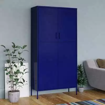 VidaXL Wardrobe Navy Blue 90x50x180 Cm Steel SP • $614.17