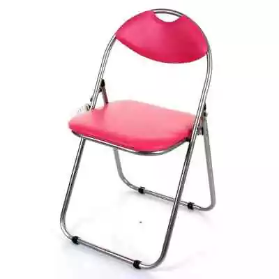 Soft Padded Folding Chair Office Seat Back Rest Pink Metal Frame Meeting Stool • £12.99