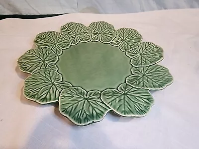 BORDALLO PINHEIRO Majolica Green Geranium Dinner Plate NICE! • $19.99