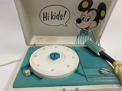 Walt Disney Mickey Mouse Record Player Vintage 70s GE General Electric WORKS  • $77.77