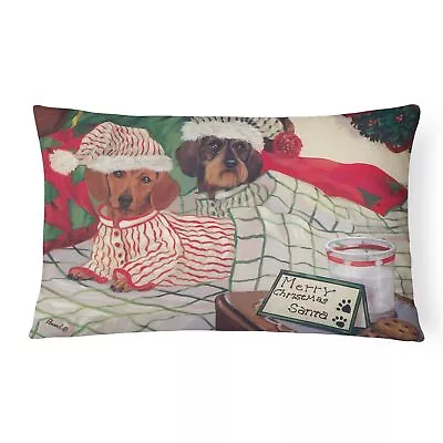 Dachshund Christmas Waiting For Santa Canvas Fabric Decorative Pillow • $36.95