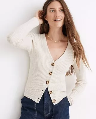 Madewell Shrunken Ribbed Cardigan Sweater Sz M L1660 • $22