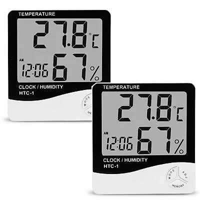 Digital LCD Thermometer Hygrometer Humidity Meter Room Indoor Temperature Clock • £4.55