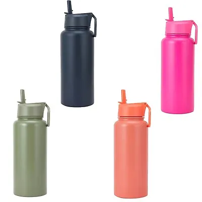 $19.55 • Buy 960ml Insulated Drink Bottle Water Bottle With Straw Double Wall Stainless Steel