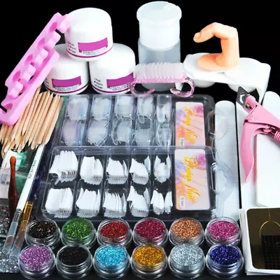 Acrylic Nail Kit Acrylic Powder Glitter Nail Art Manicure Tool Tips Brush Set US • $11.99