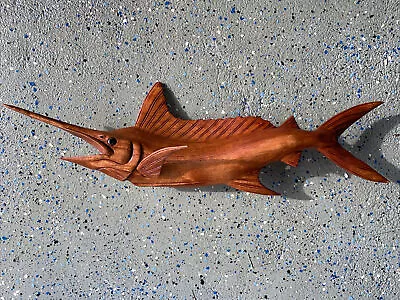 Marlin Wall Mount Hand Carved Wood Art Home Decor Fish Tiki Bar • $70