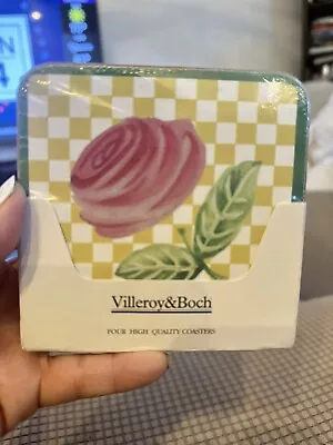 Villeroy & Boch Summerhouse Coasters Set Of 4 In Original Box Sleeve Cork Backed • $12.99