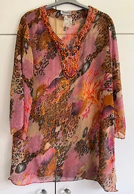 £5 • Buy Beaded, Multi-coloured, Kaftan Type Top - Ideal For 60/70’s Theme Party. Size XL